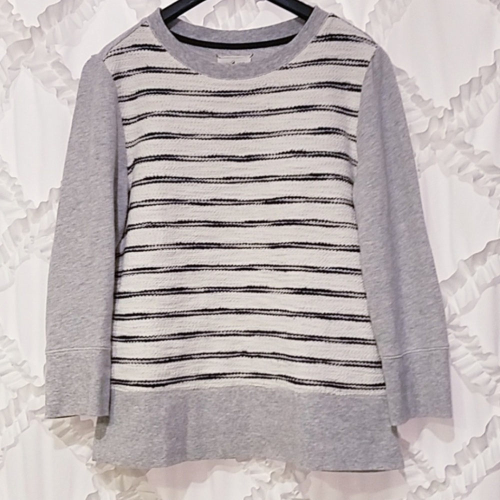 Lou & Grey Striped Pullover Terry Crew Neck Small